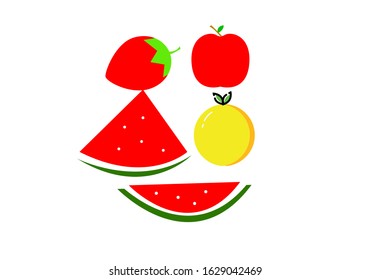 set colorful flat fruit icon.vector ilustration