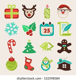 Set of colorful flat icons about Christmas