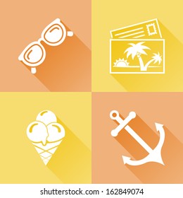 Set of colorful flat icons about Summer