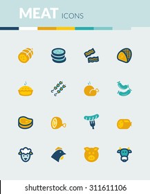 Set of colorful flat icons about  meat.