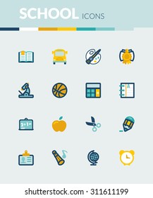 Set of colorful flat icons about  school