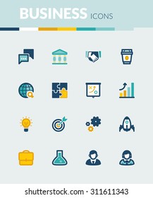 Set of colorful flat icons about  business. Start up