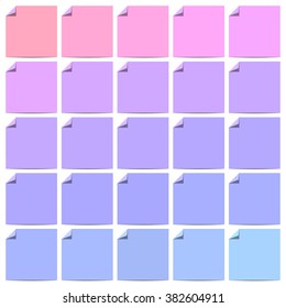 Set of colorful flat labels with curled corners