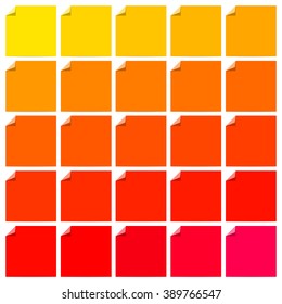 Set of colorful flat labels with curled corners