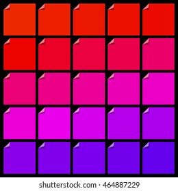 Set of colorful flat labels with curled corners