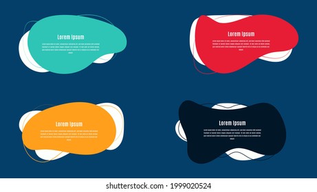 Set Colorful Flat Liquid Shape Banner Frame Template.