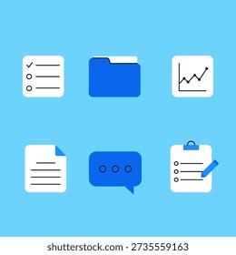 Set of colorful flat style file and folder icons. Includes different file types such as PDF, DOC, JPG, ZIP, and others. Isolated vector illustration for web, apps, infographics, and UI design.