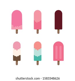 Set of colorful flat vector ice cream illustration isolated on a white background.