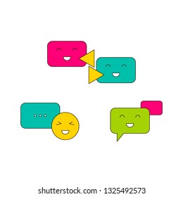 Set of colorful flat vector speech bubble