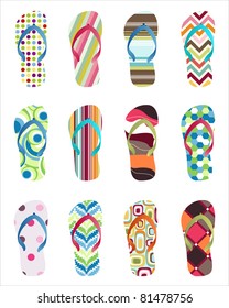 Set of colorful  Flip flops