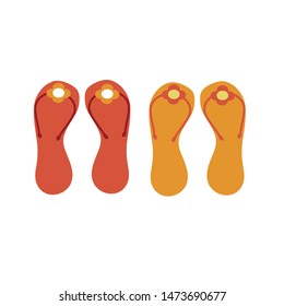Set of colorful flip flops summer collection