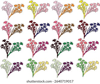 Set of colorful floral accents in modern design. Great for invitations, greeting cards, textiles, and decorative patterns.