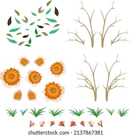 Set von bunten Blumenelementen 