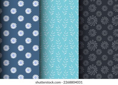 Set of colorful floral patterns