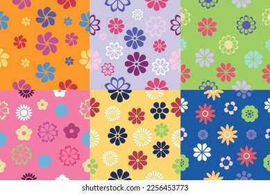 Set bunte Blumenmuster für Design