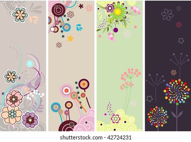 set of colorful floral vector banners