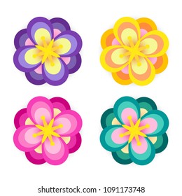 set colorful flower element decor isolated for game art design