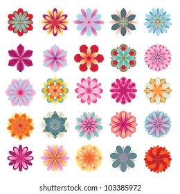 Set of colorful flower icons