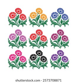 Set of colorful flower vector Design
