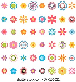 set of colorful flowers