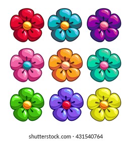 set of colorful flowers