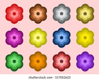 Set of colorful flowers