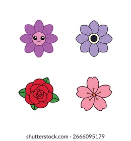 Conjunto de flores coloridas feixe vetor ilustração