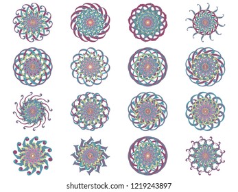 Set of colorful flowers isolated on white background. Vector EPS 10 illustration in flat style. Icon, sticker, template for design.