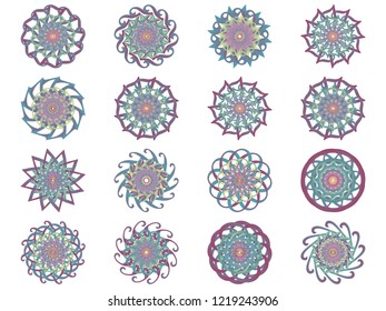 Set of colorful flowers isolated on white background. Vector EPS 10 illustration in flat style. Icon, sticker, template for design.