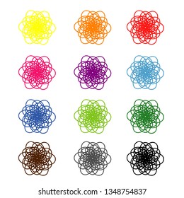 Set of colorful flowers on a white background. Abstract patterns. Vector format eps 10. Abstract colorful icons.