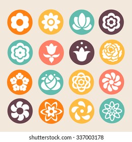 set of colorful flowers vector