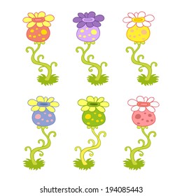 set of colorful flowers vector for decoration