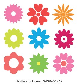 Set of colorful flowers. Vector illustration