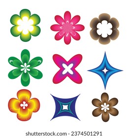 conjunto de flores coloridas para uso web