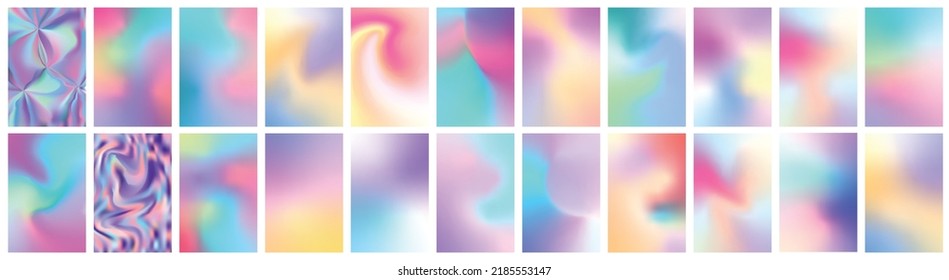 Conjunto de cubiertas de gradiente de líquido colorido. Plantillas vectoriales para pancartas, medios sociales. Estilo retro futurista. Bordes abstractos con colores vivos modernos. Ilustración vectorial.