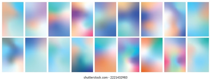 Conjunto de cubiertas de gradiente de líquido colorido. Plantillas vectoriales para pancartas, medios sociales. Estilo retro futurista. Bordes abstractos con colores vivos modernos. Vector