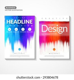 Set of colorful flyers. Colored billet for registration folders and documents. Illustration with two creative covers.