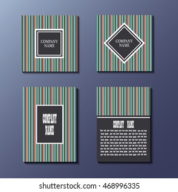 Set of colorful flyers, templates design. cards with a striped pattern