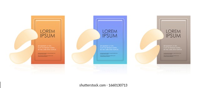 set colorful foil or plastic sachet for cosmetic and eye gel patches realistic packages collection beauty spa products natural cosmetology packaging branding concept horizontal vector illustration
