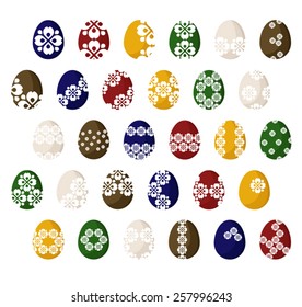 Set of colorful folk Easter eggs