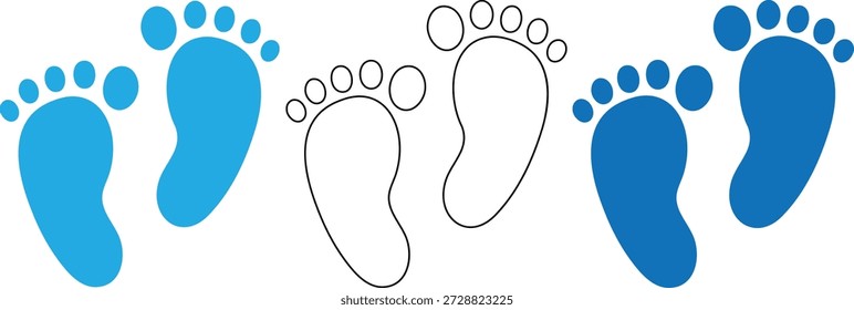 Set of Colorful Footprints Design Elements for Creative Projects