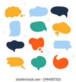 Set of colorful forms for speech bubbles. Perfect for the design of mugs, gifts, textiles, cards, banners, posters, web and more