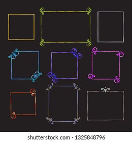 Set of colorful frames for design vintage style. Vector. 