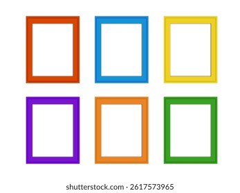 Set of colorful frames isolated on white background. Vector illustration.