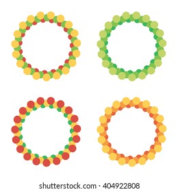 Set of colorful frames isolated on white background. Flat design round frames.