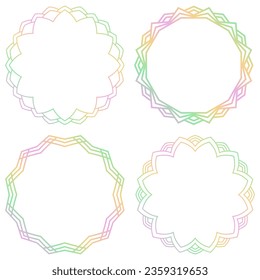 Set of colorful frames with ornament isolated on white. Vector