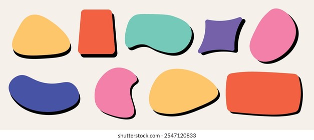 Set of colorful frames with shadows in retro 1980 and 1990s style