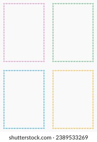 Set of colorful frames of stars isolated on white. Vector frame with stars. Frame for text, certificate, pictures, diploma, card, photo. Stamp	