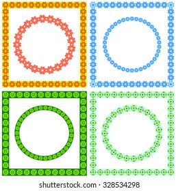 Set of colorful frames. Various shapes. Pattern brushes are included in the file. 