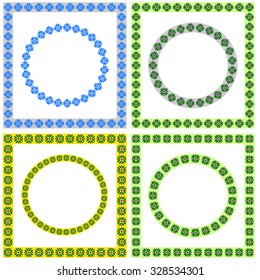 Set of colorful frames. Various shapes. Pattern brushes are included in the file. 